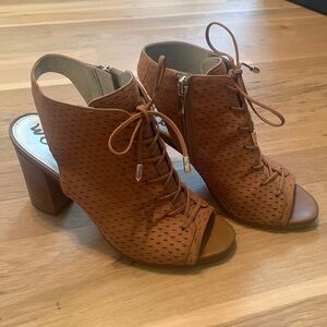 SAM Edelman Ennette Lace Up Open Toe Sling Back High Heel Booties Women’s 7